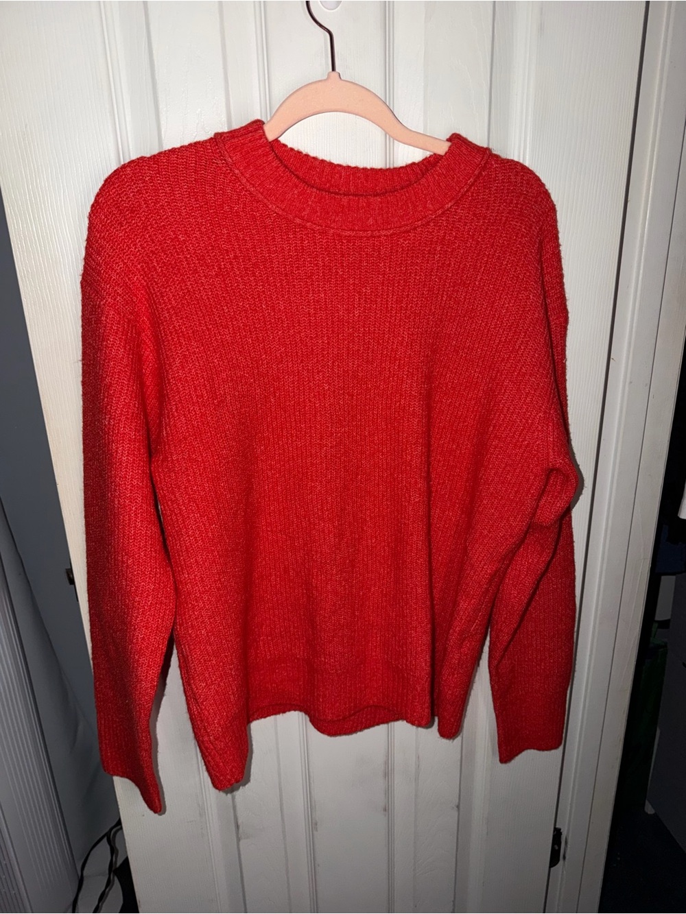 American Eagle Outfitters Men's Bright Red Crewneck Sweater